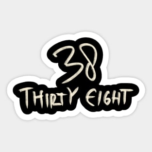 Hand Drawn Letter Number 38 Thirty Eight Sticker